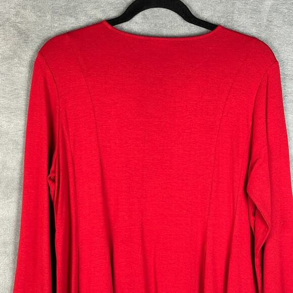 J Jill Top Womens Medium Red Tunic Long Sleeve Stretch Minimalist Comfort Career - Picture 4 of 12
